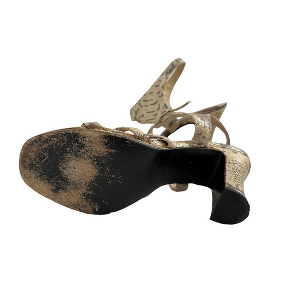 Vintage 90s Y2k Kenneth Cole Chunky Strappy Snakeskin Heels SZ 9 - Picture 16 of 16